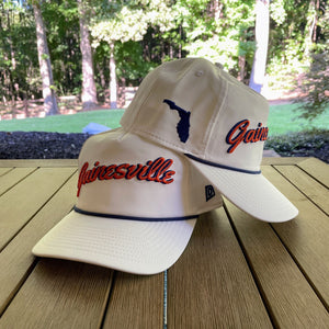 White "Gainesville, FL" Rope Hat | 3D embroidery | College Football | Tradition | Rope Golf Cap | Saturdays | Gameday | Florida Gators
