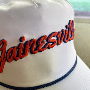 White "Gainesville, FL" Rope Hat | 3D embroidery | College Football | Tradition | Rope Golf Cap | Saturdays | Gameday | Florida Gators
