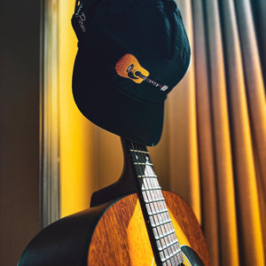 Black "Guitar" Rope Hat | Whiskey Pines Country | Embroidered Acoustic | Richardson 256 Snapback | Southern Festival | Music Lover Gift