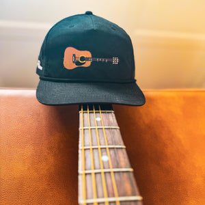 Black "Guitar" Rope Hat | Whiskey Pines Country | Embroidered Acoustic | Richardson 256 Snapback | Southern Festival | Music Lover Gift