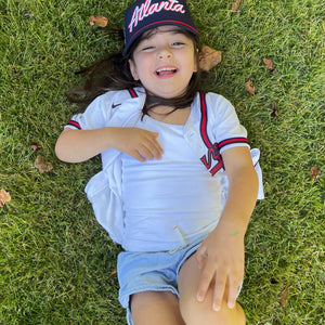 Kids Size Navy "Atlanta" Rope Hat | Baseball Trucker Hat | Tomahawk Chop | 3D Embroidered | Golf | ATL | Cap | Father's Day