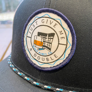 "Just Give Me a Double" Rope Trucker Hat - Navy/White