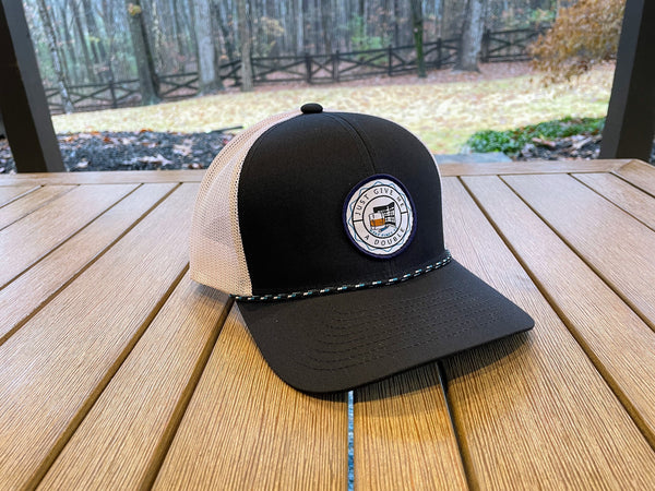 "Just Give Me a Double" Rope Trucker Hat - Navy/White