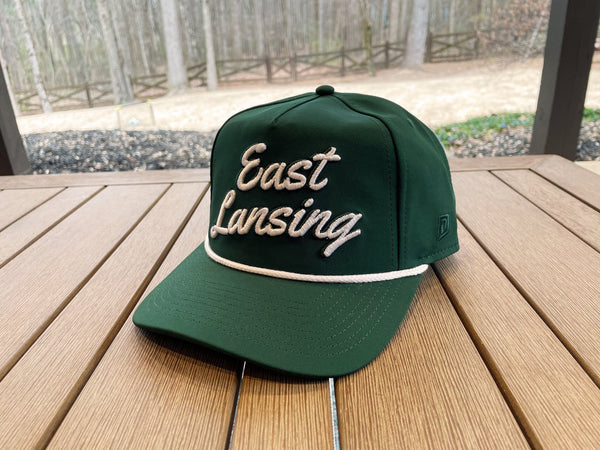 Dark Green "East Lansing, MI" Rope Hat