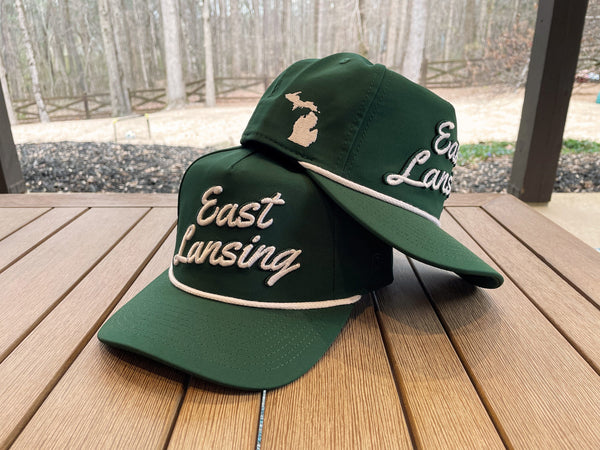 Dark Green "East Lansing, MI" Rope Hat