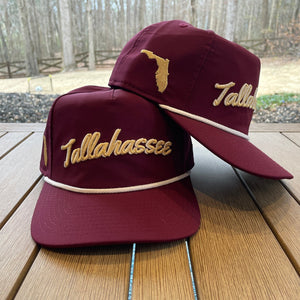 Garnet "Tallahassee, FL" Rope Hat | 3D embroidery | College Football | Tradition | Rope Golf Cap | Tomahawk Chop | Florida State | Seminoles