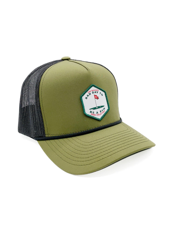 "Bad Day to Be A Pin" Rope Trucker Hat - Green/Black