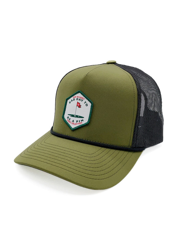 Dark Green & Black "Bad Day To Be A Pin" Rope Trucker Hat