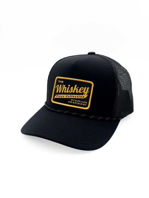 Black "Whiskey Pines Co." Trucker Rope Hat