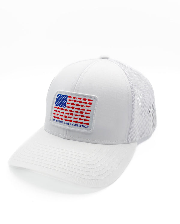 White "Whiskey Flag" Trucker Hat