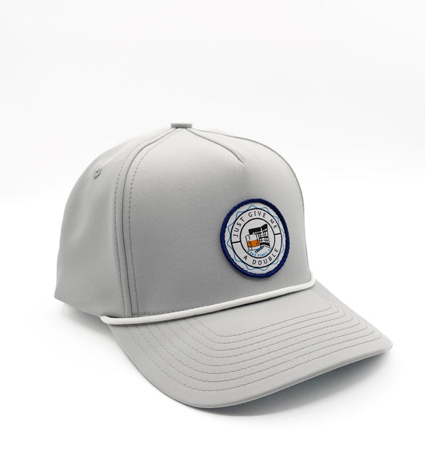 Light Grey "Just Give Me a Double" Rope Trucker Hat