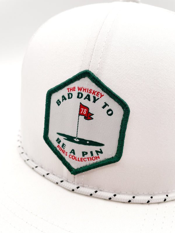 All White "Bad Day to Be A Pin" Rope Trucker Hat