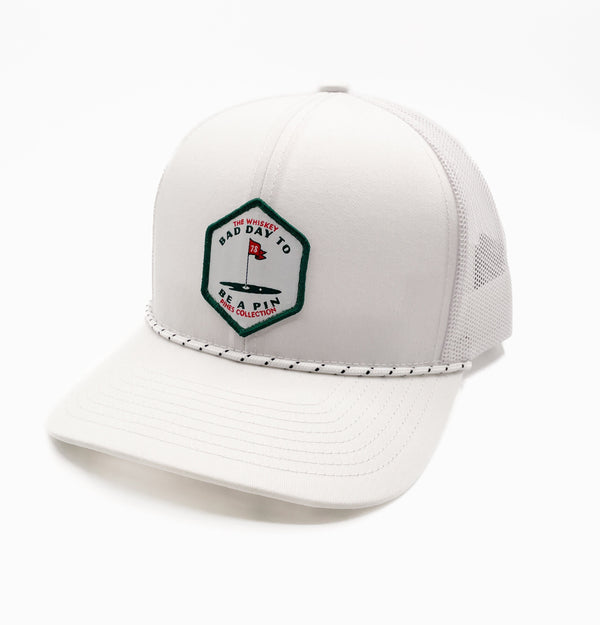 All White "Bad Day to Be A Pin" Rope Trucker Hat