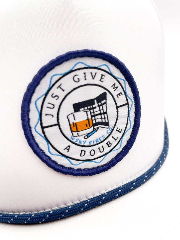 White "Just Give Me a Double" Rope Trucker Hat