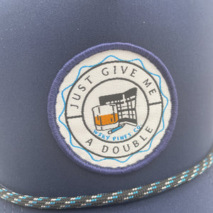 "Just Give Me a Double" 5 Panel Rope Trucker Hat - Navy/White