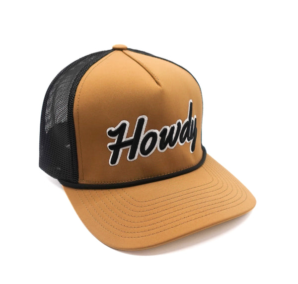 Tan & Black "Howdy" Rope Trucker Hat