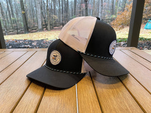 "Just Give Me a Double" Rope Trucker Hat - Navy/White