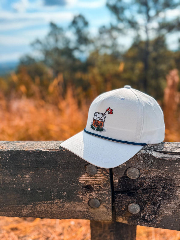 White "19th Hole" Rope Hat | Golf Course | !9th Hole Whiskey Drinking | Summer | Patch | Golf Cart | Scorecard