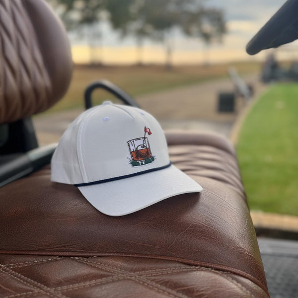 White "19th Hole" Rope Hat | Golf Course | !9th Hole Whiskey Drinking | Summer | Patch | Golf Cart | Scorecard