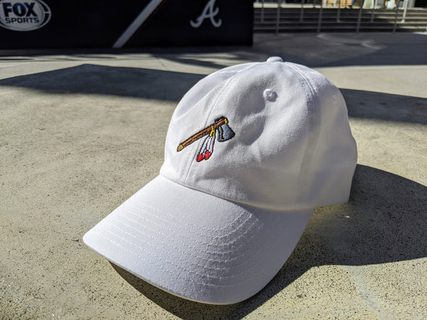 White Atlanta Tomahawk Hat | Baseball | Tomahawk Chop | Embroidered | Atlanta | ATL | Golf | Headwear