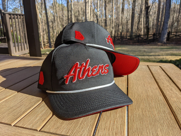 Black "Athens, GA" Rope Hat | 3D embroidery | College Football | Tradition | Rope Golf Cap | Saturdays | Gameday | State of Georgia