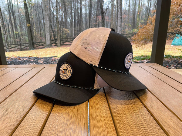 Dark Navy & White "Just Give Me a Double" Rope Trucker Hat | Georgia Golf Course | Beer Whiskey Drinking | Summer | Patch | Cart | Scorecard