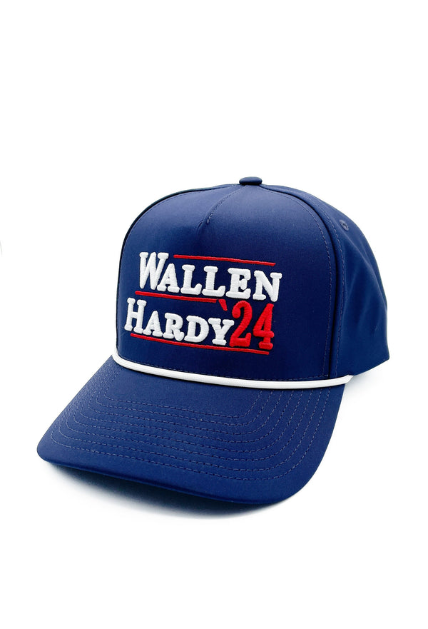 Navy "Wallen - Hardy '24" Rope Hat | Morgan | Beer Whiskey Drinking | Concert | President | Golf | Running Mates | Country Music