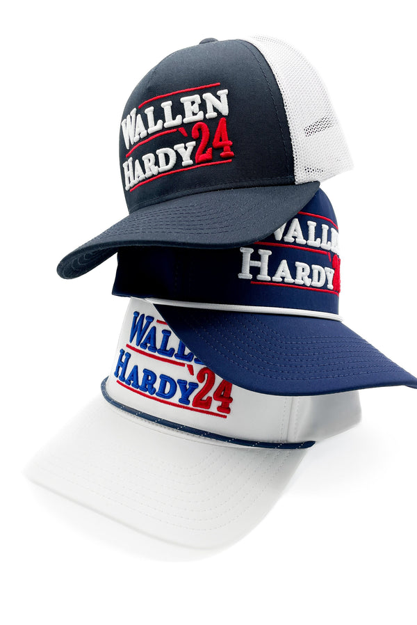 Navy "Wallen - Hardy '24" Rope Hat | Morgan | Beer Whiskey Drinking | Concert | President | Golf | Running Mates | Country Music