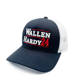 Navy & White "Wallen - Hardy '24" Trucker Hat | Morgan | Beer Whiskey Drinking | Concert | President | Golf | Running Mates | Country Music