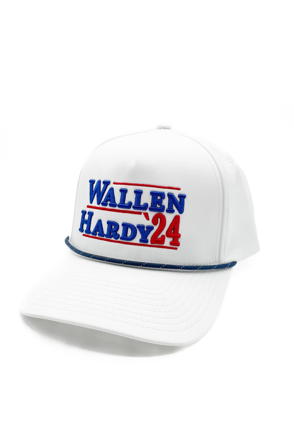 White "Wallen - Hardy '24" Rope Hat | Morgan | Beer Whiskey Drinking | Concert | President | Golf | Running Mates | Country Music