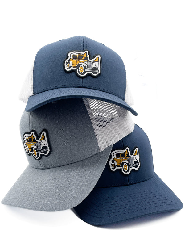 Navy & White Ramblin Wreck Hat | Tech | Football Trucker Hat | Georgia | Yellow Jacket | Patch Hat | College Football | Golf