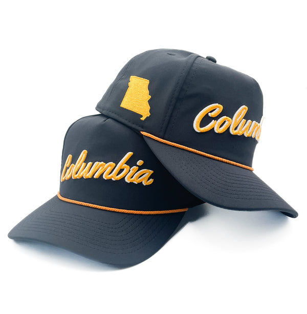 Black "Columbia, MO" Rope Hat | 3D embroidery | College Football | Missouri St. | Rope Golf Cap | Tigers