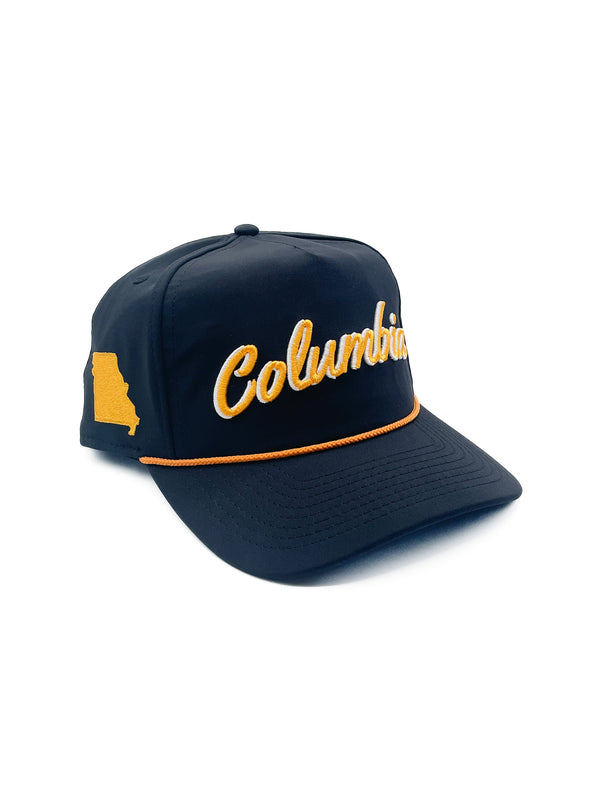 Black "Columbia, MO" Rope Hat | 3D embroidery | College Football | Missouri St. | Rope Golf Cap | Tigers